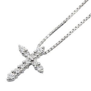 Tasaki K14WG Diamond Cross Necklace
